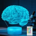 thumbnail image 1 of Lámpara de Ilusión 3D Cerebro POSSHE, Luz Nocturna Multicolor con Control Remoto, 1 of 9