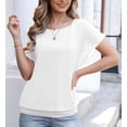 thumbnail image 5 of Uvplove Women's Summer Loose Casual Short Sleeve Chiffon Top T-Shirt Blouse,White,X-Large, 5 of 14