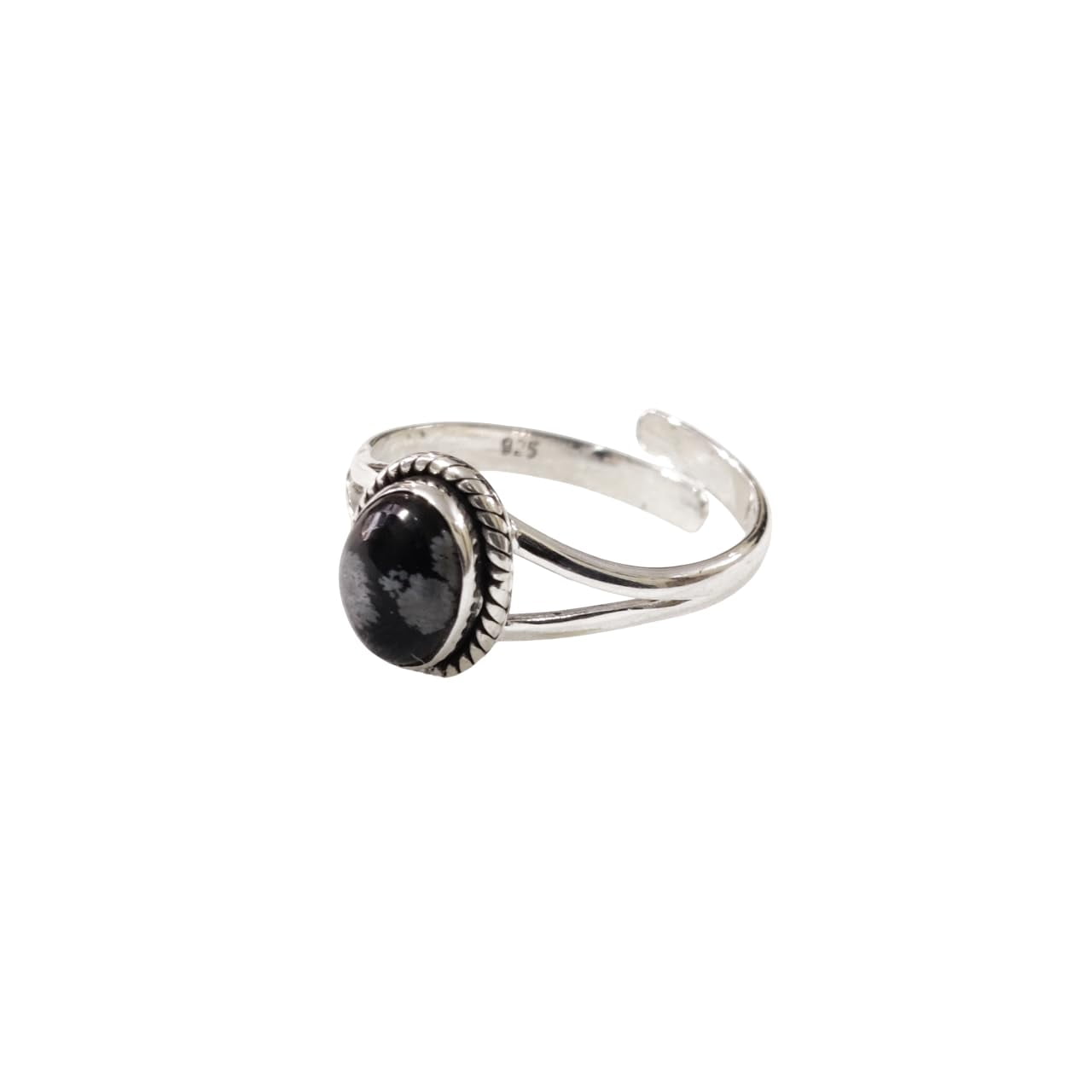 Natural Snowflake Obsidian Ring, Snowflake Obsidian Gemstone Ring, Adjustable Tiny Ring, Toe Ring, 925 Sterling Silver, Womens Ring, Christmas, Twisted Boho Ring, Handmade Statement Jewelry