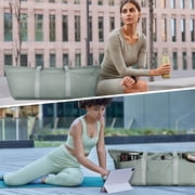 WANDF Large Yoga Mat Bag with Shoe Compartment Wet Pocket,Gym Accessory Storage Bag, Water Resistant Ladies Yoga Tote Bag, Greenish Grey