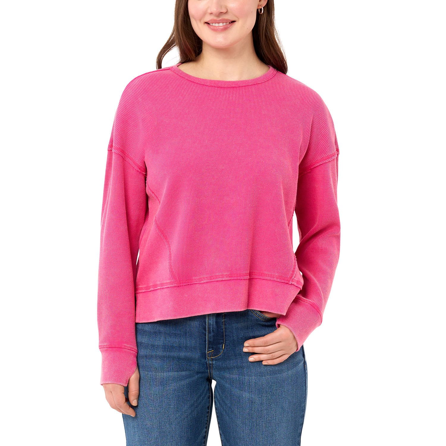 Seven7 Women's Long Sleeve Waffle Crewneck Top - Samsclub.com