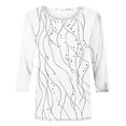 thumbnail image 4 of Yuanlook Women's 3/4 Length Sleeve Tops Crew Neck Dressy Casual Blouses T Shirts Fall Clothes - White - XXXL, 4 of 9