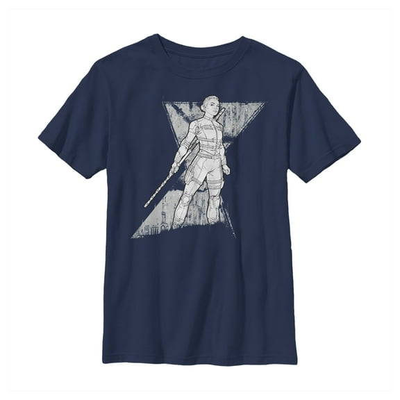 Boy's Marvel Black Widow Yelena Grunge  Graphic Tee Navy Blue Large
