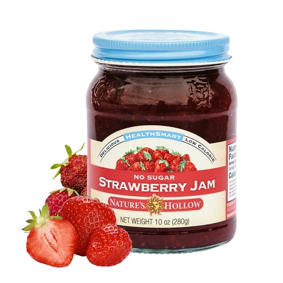 Nature's Hollow Strawberry Jam: Sugar Free Jam and Preserves, Low Cal, Non GMO, Keto Jam, Vegan, Gluten Free, and Diabetic Friendly - Sugar Free Jelly - 10oz