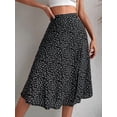 thumbnail image 5 of Women'S Summer High Waisted Flowy Slit Midi Skirts Casual Boho Floral Beach Skirt Black L, 5 of 9
