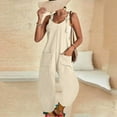 thumbnail image 4 of up to 60% off Gifts Usmixi Jumpsuits for Women Dressy Casual Solid Loose Pocket Adjustable Strap Maxi Jumpsuits Overalls Summer V-Neck Sleeveless Plain Long Formal Rompers Khaki m, 4 of 6