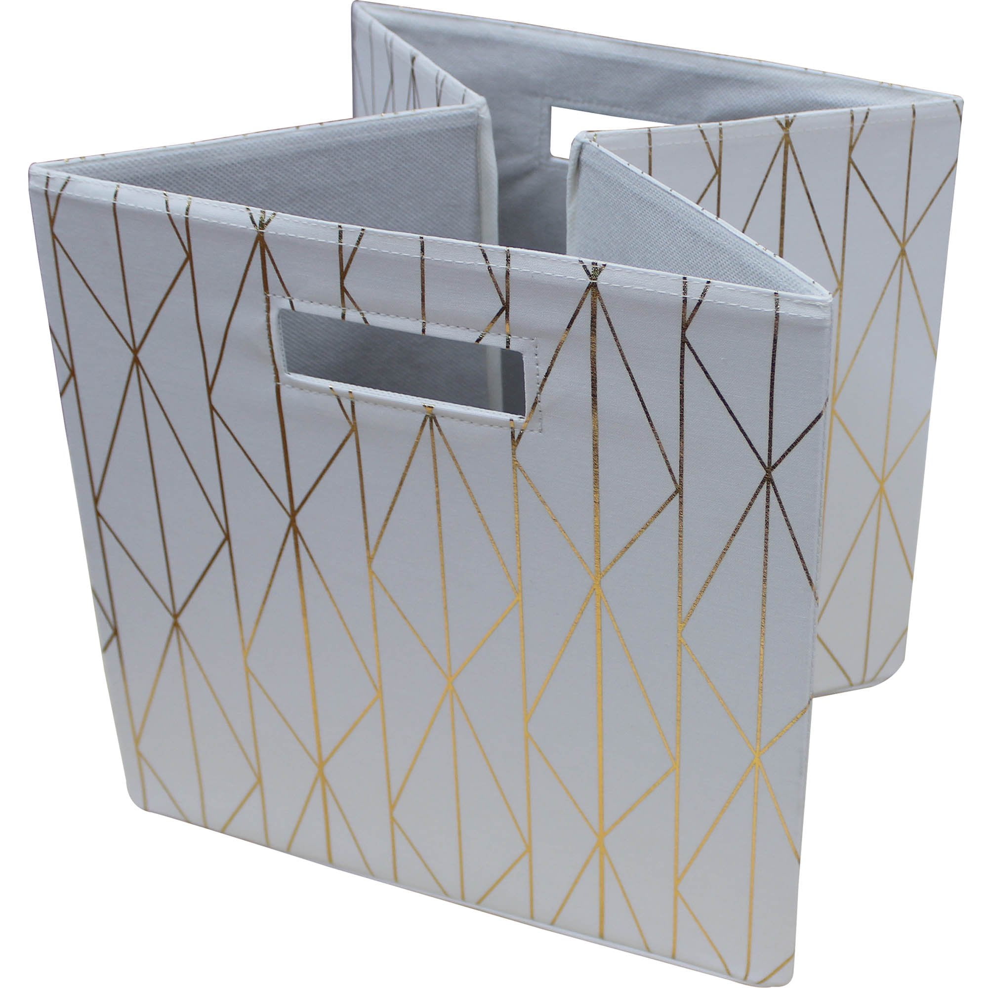 Better Homes & Gardens Fabric Cube Storage Bins (12.75" x 12.75"), Gold & Ivory, 2 Pack