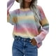 thumbnail image 3 of VISgogo Suéteres de cuello redondo para mujer, blusas de punto sueltas con estampado de teñido anudado de bloque de color de manga larga VISgogo  moda, 3 of 9