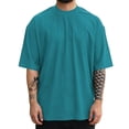 thumbnail image 2 of Mens Fashion Short Sleeve Tshirts Solid Color Oversized T-shirts for Men Summer Basic Short Sleeve Loose Fit Tops Dark Green1 XXXXXL, 2 of 4