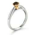 thumbnail image 3 of Gem Stone King 10K White and Yellow Gold Brown Smoky Quartz Solitaire Engagement Ring for Women (0.26 Cttw, Gemstone, Round 4MM, Size 5), 3 of 4