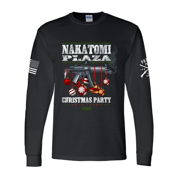 Patriot Pride Christmas Tshirt Nakatomi Plaza Patriotic Christmas Movie Inspired Long Sleeve T-shirt-Black-small