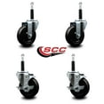 thumbnail image 2 of 4 Inch Soft Rubber Wheel Swivel 3/4 Inch Expanding Stem Caster Set 2 Brakes SCC, 2 of 2