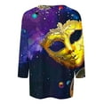 thumbnail image 4 of QATAINLAV Mardi Gras T Shirts for Women Carnival 3/4 Sleeve Pullover Fashionable Casual Round Neck Tunic Going Out Party Multicolor L, 4 of 6