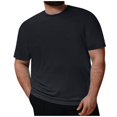 thumbnail image 1 of Plus Size Mens Casual Round Neck Solid Color Short Sleeve T-Shirt Blouse Tops 5XL, 1 of 5