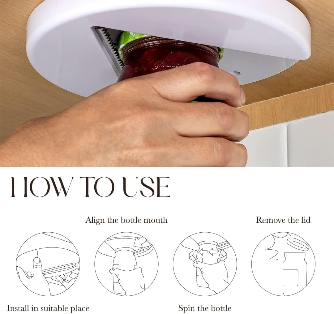 Bellemain Under Cabinet Jar Opener, Lid Grippers for Opening Jars, 2-Pack
