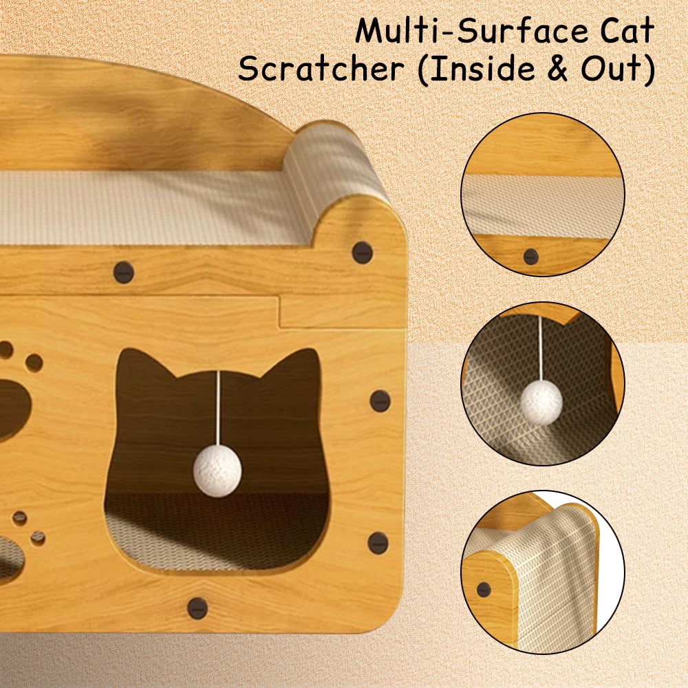 Cat Scratching Board Corrugated Large Space Cat Rest Villa Cat House Cat Bed With Scratch Pads Corrugated Pet Toys