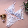 thumbnail image 4 of Lencería sexy de cuello de tres puntos de encaje sexy de una pieza ropa interior abierta sujetador con tirantes sin espalda de 2 piezas, 4 of 5