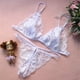thumbnail image 4 of Lencería sexy de cuello de tres puntos de encaje sexy de una pieza ropa interior abierta sujetador con tirantes sin espalda de 2 piezas, 4 of 5