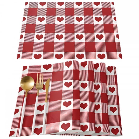 ACDANC Valentine'S Day Placemats Set of 4,12 X 18 Inch Washable Non-Slip Heat Resistant Kitchen Table Mats for Holiday Parties,Wedding,Events