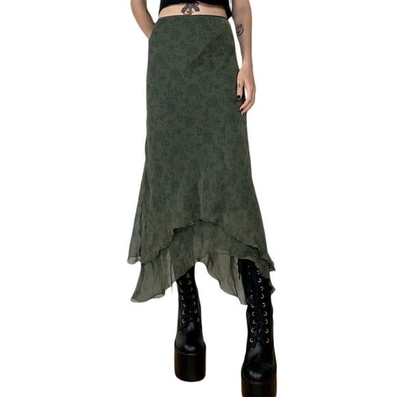 JBEELATE Women's Vintage Long Skirt Aesthetic Grunge Fairycore Skirts Y2k Boho Hippie Maxi Skirt Gypsy Dance Skirts
