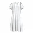 thumbnail image 5 of Edvintorg Women's Summer Dresses Striped Boho Crew Neck Cold Shoulder Loose Fit Casual Long Dress with Pockets Sundresses for Women White M, 5 of 5
