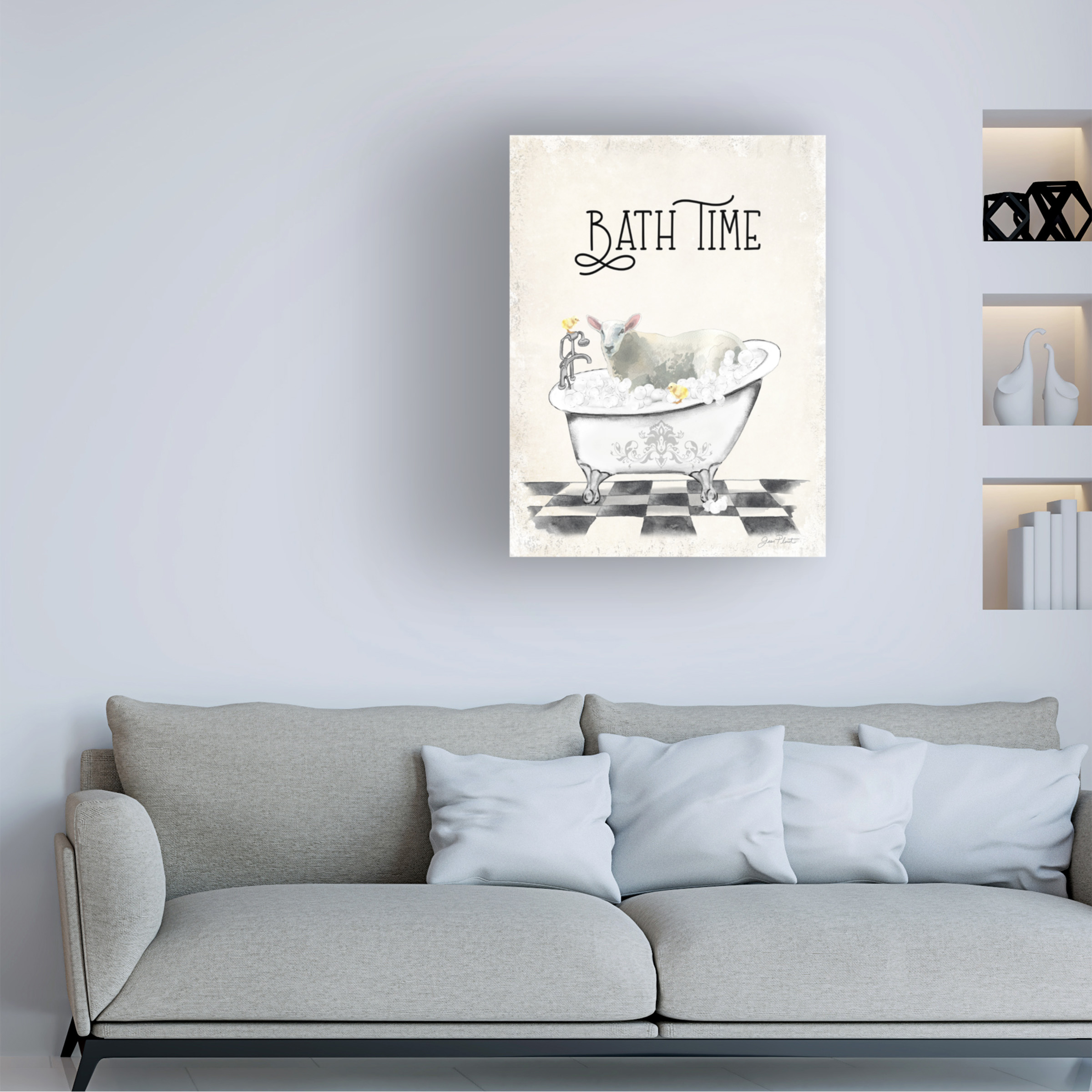 Canvas Wall Art - Jean Plout 'Farm Animals Bath C' Wall Art for Living Room, Bedroom, or Office DÃ©cor by Trademark Fine Art - 24 x 32 Inches