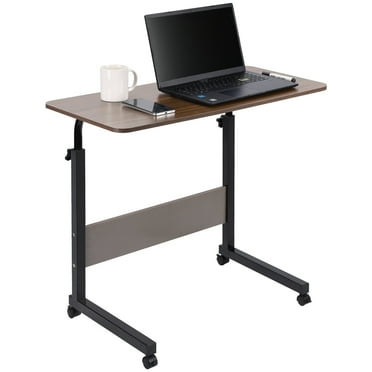 HiiKaa Adjustable Height Standing Desk,Portable Laptop Desk,Small Mobile Computer Desk,Rolling Bedside Table for Home Office,Black