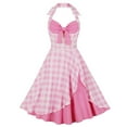 thumbnail image 1 of Fankiway Robe Rétro pour Femmes Col en V Manches Courtes Nœud Papillon Ceinture Bouton Grande Jupe Ourlet Robes pour Femmes Grande Taille Liquidation Robes d'Été pour Femmes Manches Courtes, 1 of 8