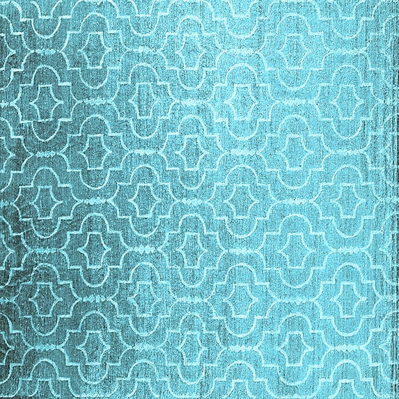 Ahgly Company Indoor Square Trellis Light Blue Modern Area Rugs, 7' Square