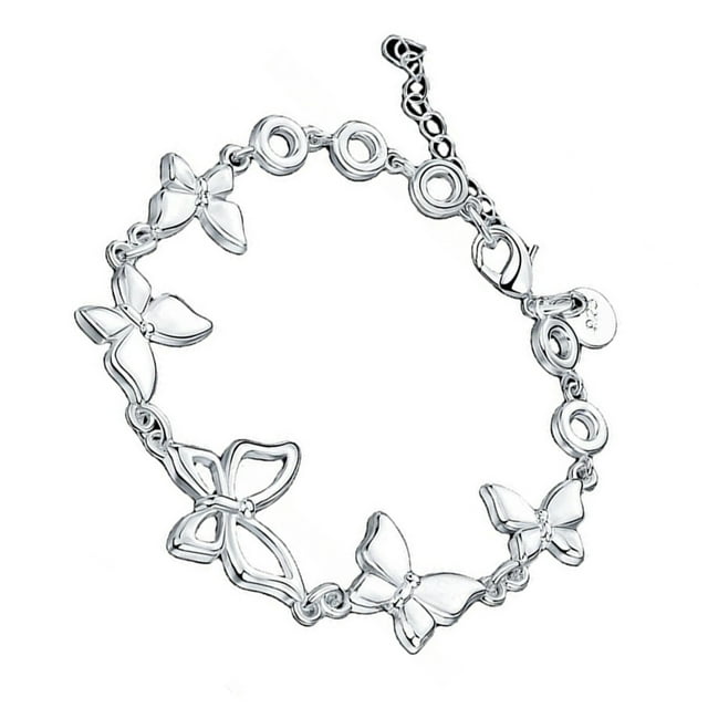 Qarigey de mariposas de plata de ley 925, regalo impecable ajustable para mujer, con dijes de moda Ropa, zapatos y accesorios Miscelánea