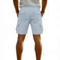 thumbnail image 4 of Nestiefly Mens Linen Cargo Shorts Summer Casual Loose Elastic Waist Drawstring Lightweight Beach Vacation Shorts with Pockets Sky Blue L, 4 of 4