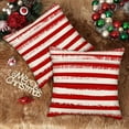 thumbnail image 3 of Set of 2 Red and White Striped Pillow Covers 20x20 Inch Square Accent Pillowcase Christmas Decorative Throw Pillows Farmhouse Cushion Cover Xmas New Year Home Decor for Sofa Couch Bed Car, 3 of 5