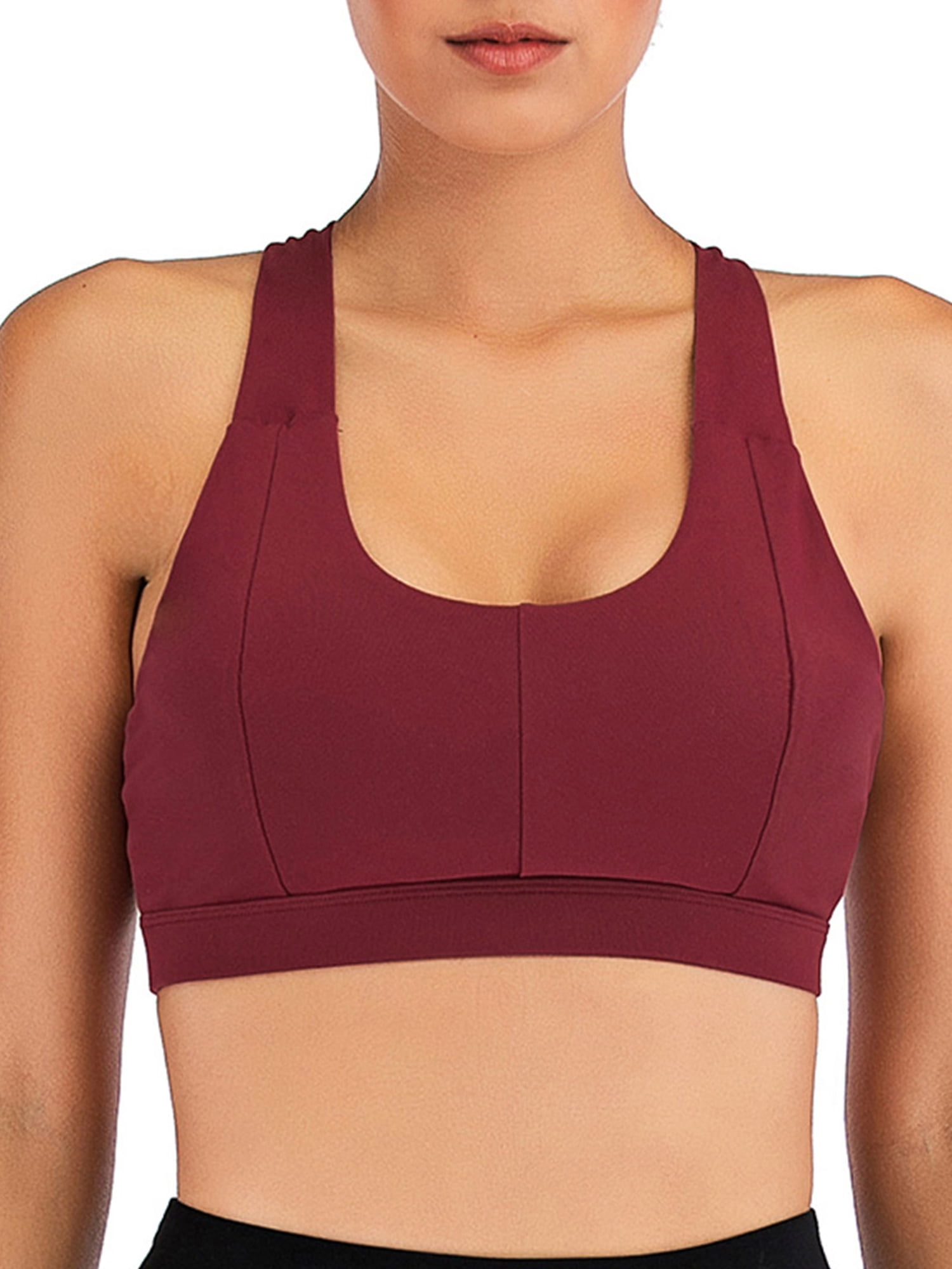YouLoveIt Women's Sports Bra Seamless Paded Cross Back Support Comfortflex Fit Bra Yoga Bras