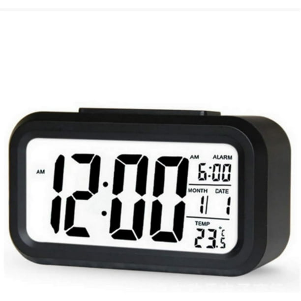 Reloj despertador digital LED con retroiluminación, repetición de alarma, calendario silencioso, relojes de mesa electrónicos de escritorio, reloj de escritorio (negro)