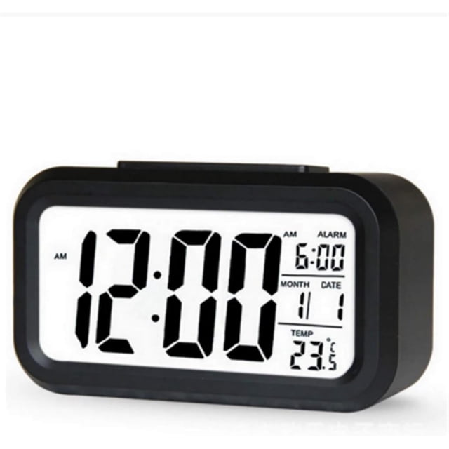 Reloj despertador digital LED con retroiluminación, repetición de alarma, calendario silencioso, relojes de mesa electrónicos de escritorio, reloj de escritorio (negro)