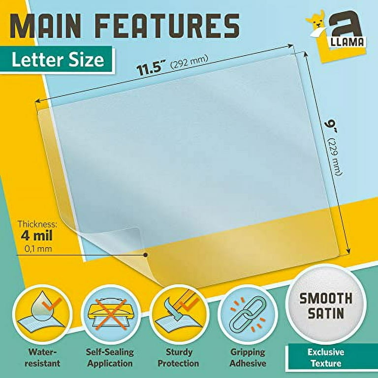 Pack Of 24, Self-Adhesive Laminating Sheets, Clear Letter Size 9 X 12  Inches, 4