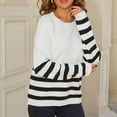 thumbnail image 5 of Yangnuo Pullover Sweaters for Women Striped Sweater for Women Women Striped Patchwork Knitted Sweater With Long Sleeved Round Neck Sweater, 5 of 5