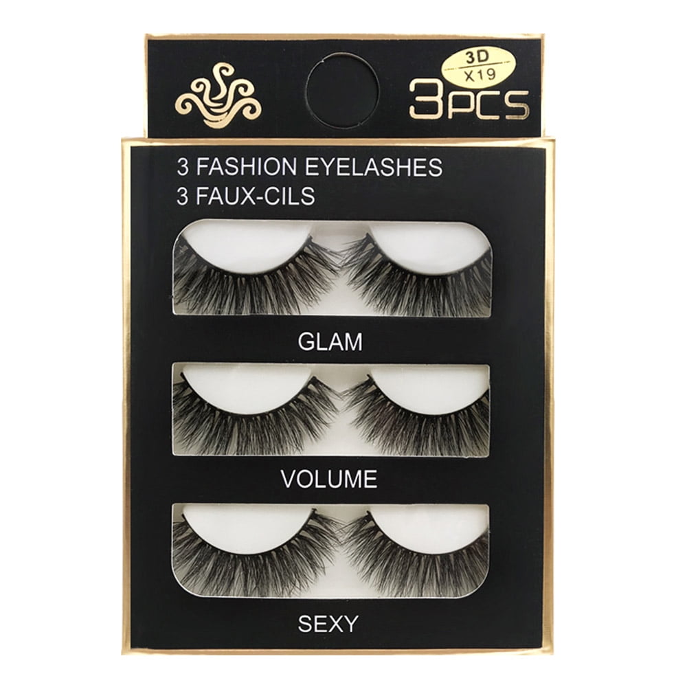 SHIDISHANGPIN 3 Pairs False Eye Lashes Natural Handmade Thick False