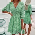 thumbnail image 3 of Jersey de comercio europeo americano transfronterizo de verano, vestido de longitud media, mangas con estampado bohemio, falda de flores fragmentadas para mujer, 3 of 4