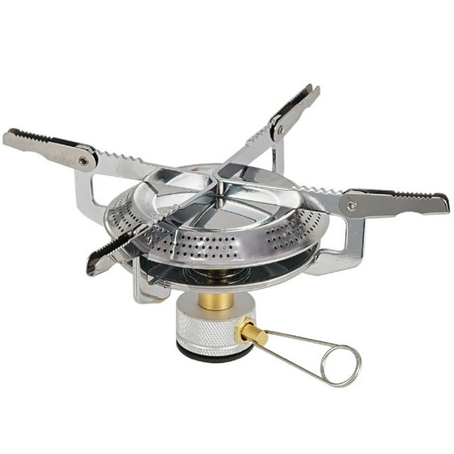 Estufa de camping de acero inoxidable, compacta, plegable y de metal, para barbacoas al aire libre.