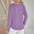 thumbnail image 5 of BXINGOHAI Women's V Neck Waffle Knit Henley Tops Casual Long Sleeve Pullover Sweater Blouses Purple,L, 5 of 7