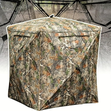 2-3 Person 270 Degree See-Through Ground Blind | Pop-Up And Portable Durable Hunting Blind With Carrying For Deer And Turkey Hunting Polyester Fabric Zipper Closure