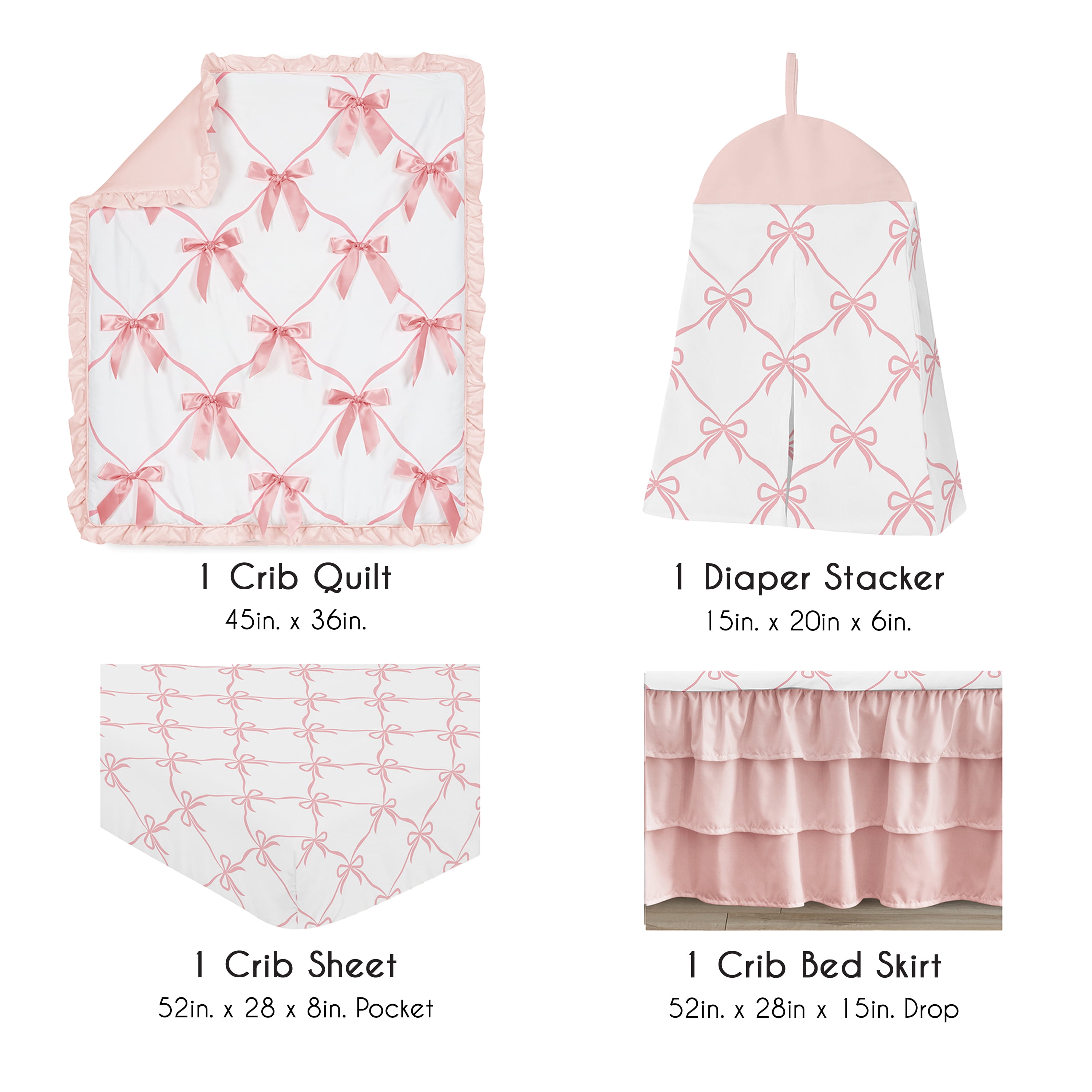 Sweet Jojo Designs Ballerina and Ballet Bows Girl Crib Bedding Set 4 Piece