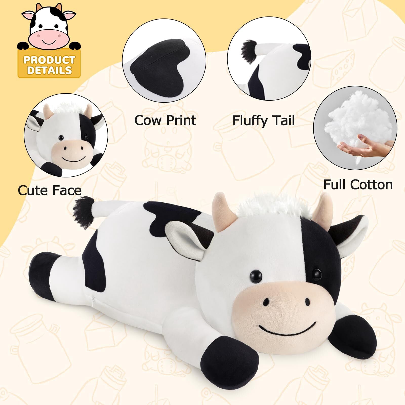 Cow Heating Pad for Period Cramps Menstrual Pain Relief, Portable Electric Heat Pads USB Powered, Cute Stuff Cow Plush Heated Stuffed Animals Gift, Gifts for Women Teen Girls Birthday Christmas