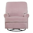 thumbnail image 4 of Beaumont Lane Velvet/Wood Swivel Glider Recliner in Light Pink, 4 of 9