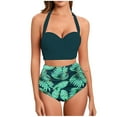 thumbnail image 2 of YWDJ Sexy Swimsuits for Women Tie Split Swimsuit With Neck Strap Chest Swimsuit Split Swimsuit Set Green 2XL, 2 of 3