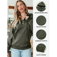 thumbnail image 3 of DOKOTOO Women Hoodie Sweatshirt with Pockets Drop Shoulder Pullover Tops Drawstring Half Buttoned Tops Green XL US16-18, 3 of 9