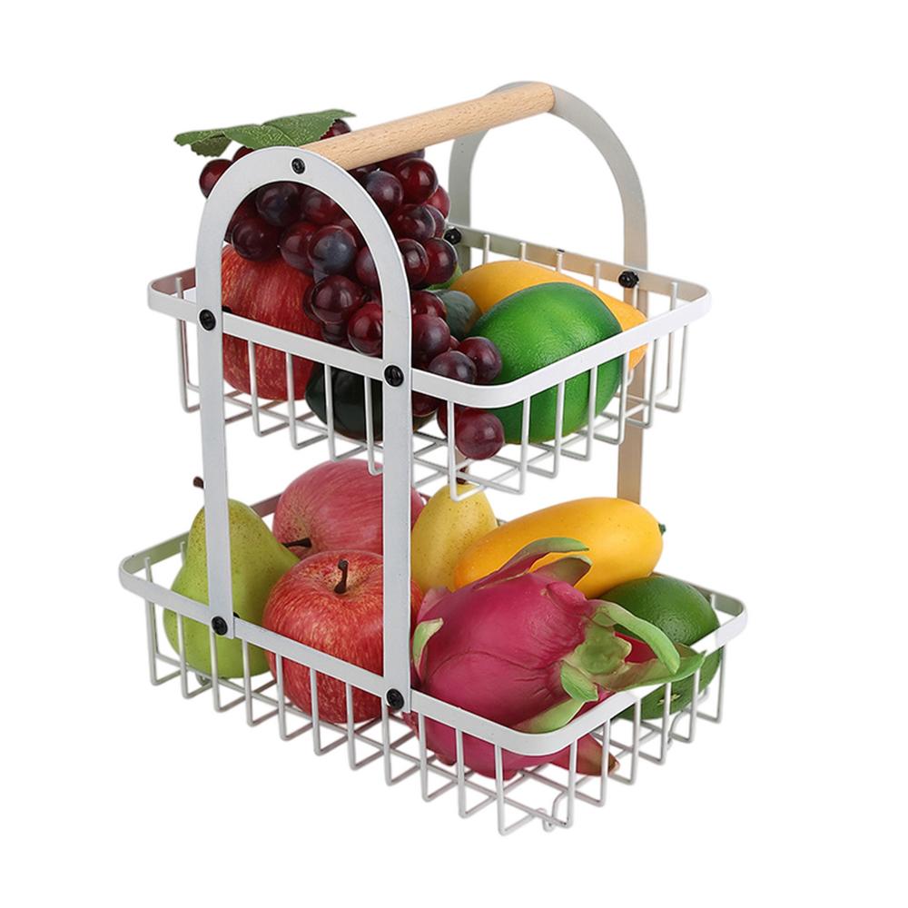 IMSHIE Fruit Storage Basket 2 Tier Square Countertop Fruit Vegetables