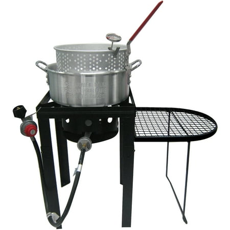 10-Qt Fish Fryer with Side Table, Black