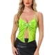 thumbnail image 1 of Camiseta metálica sin espalda de mujer INSPIRE CHIC con tirantes asimétricos y halter, top brillante, talla XS, verde claro, 1 of 6